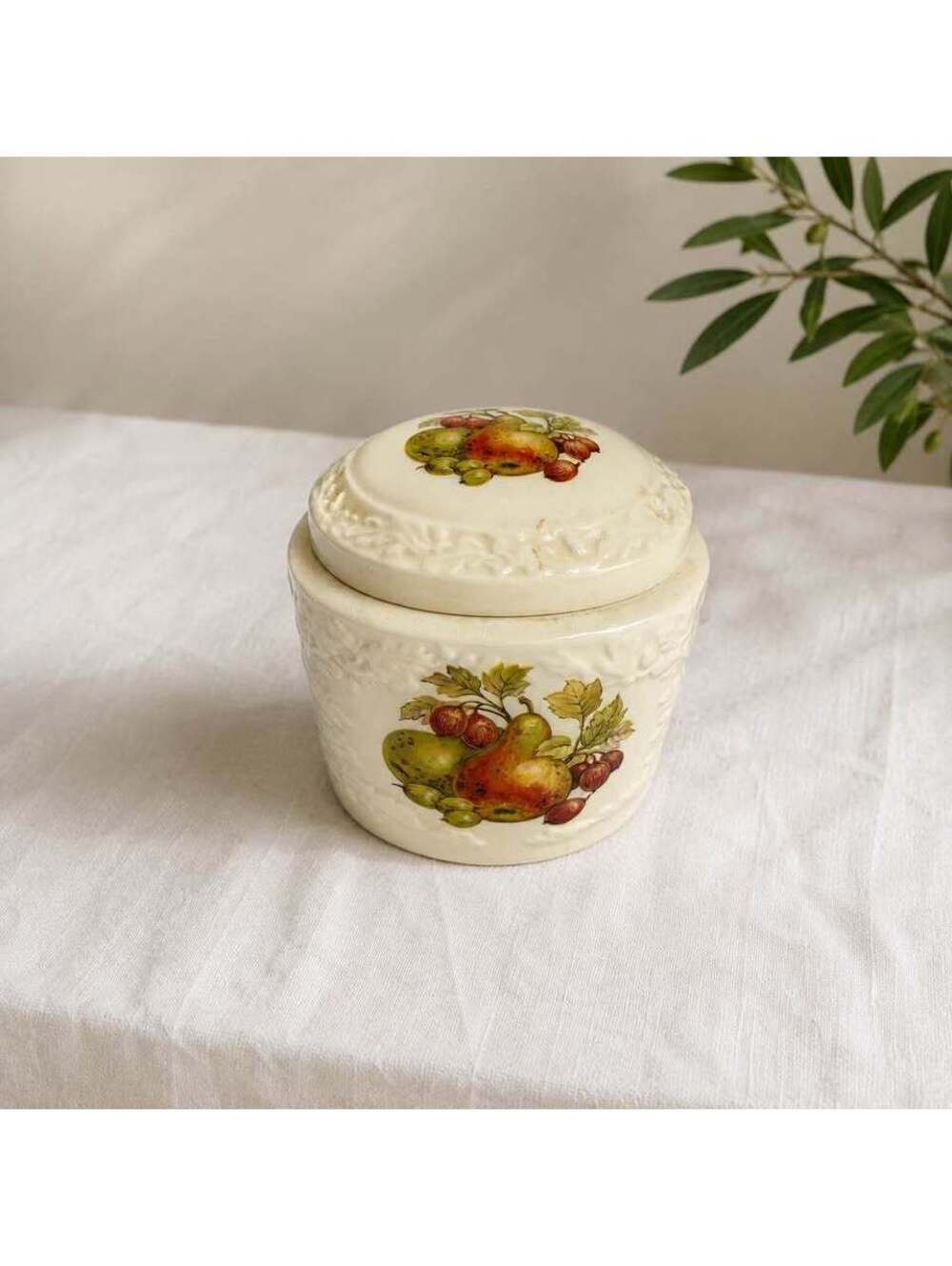 Vintage Mason’s Patent Ironstone England Fruit Lidded Ginger Jar Canister